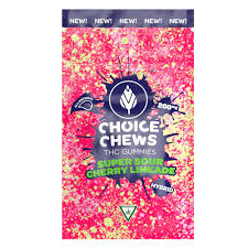 Choice Chews Super Sour Cherry Limeaid 200mg THC gummies pack