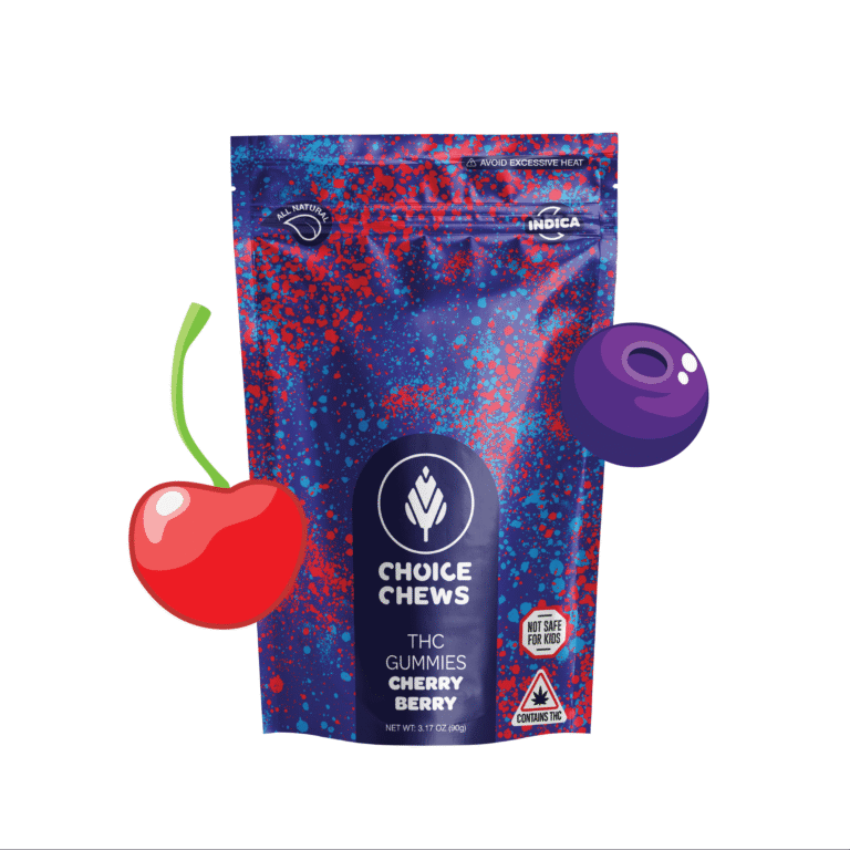 Choice Chews Cherry Berry 100mg THC gummies pack