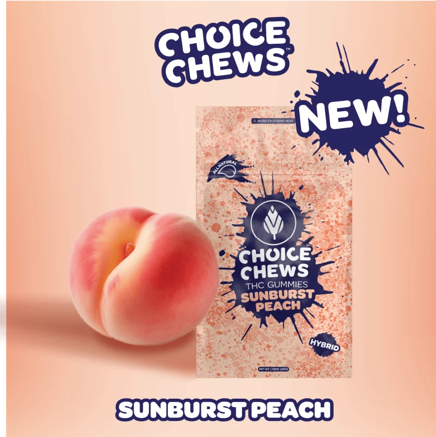 Choice Chews Sunburst Peach hybrid THC gummies
