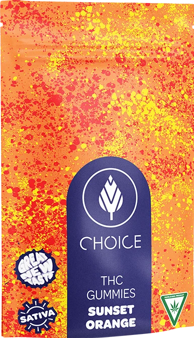 Choice Chews Sunset Orange THC gummies pack